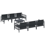Gartensofa-set mit Kissen 7 pcs Schwarz Stahl
