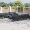 Gartensofa-set mit Kissen 9 pcs Schwarz Stahl