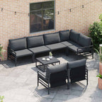 Gartensofa-set mit Kissen 7 pcs Schwarz Stahl