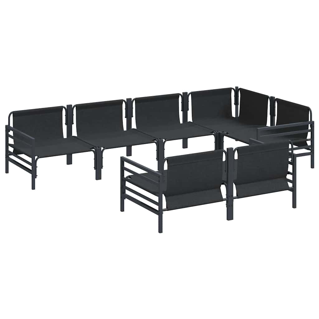 Gartensofa-set mit Kissen 7 pcs Schwarz Stahl
