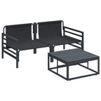 Gartensofa-set mit Kissen 3 pcs Schwarz Stahl