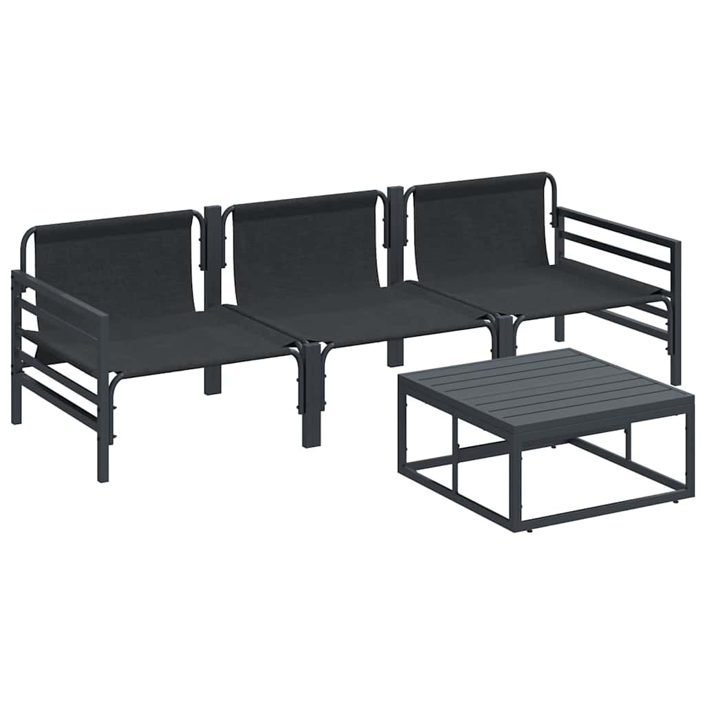 Gartensofa-set mit Kissen 4 pcs Schwarz Stahl