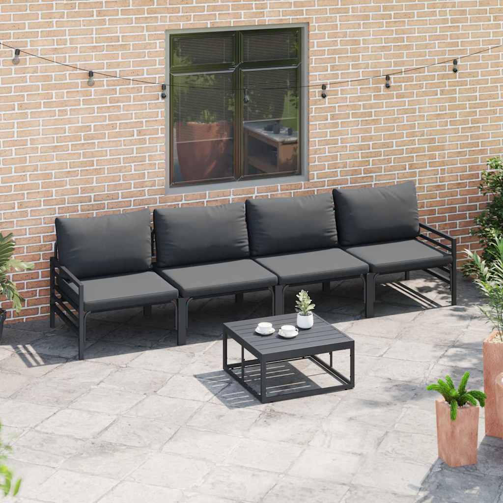 Gartensofa-set mit Kissen 4 pcs Schwarz Stahl
