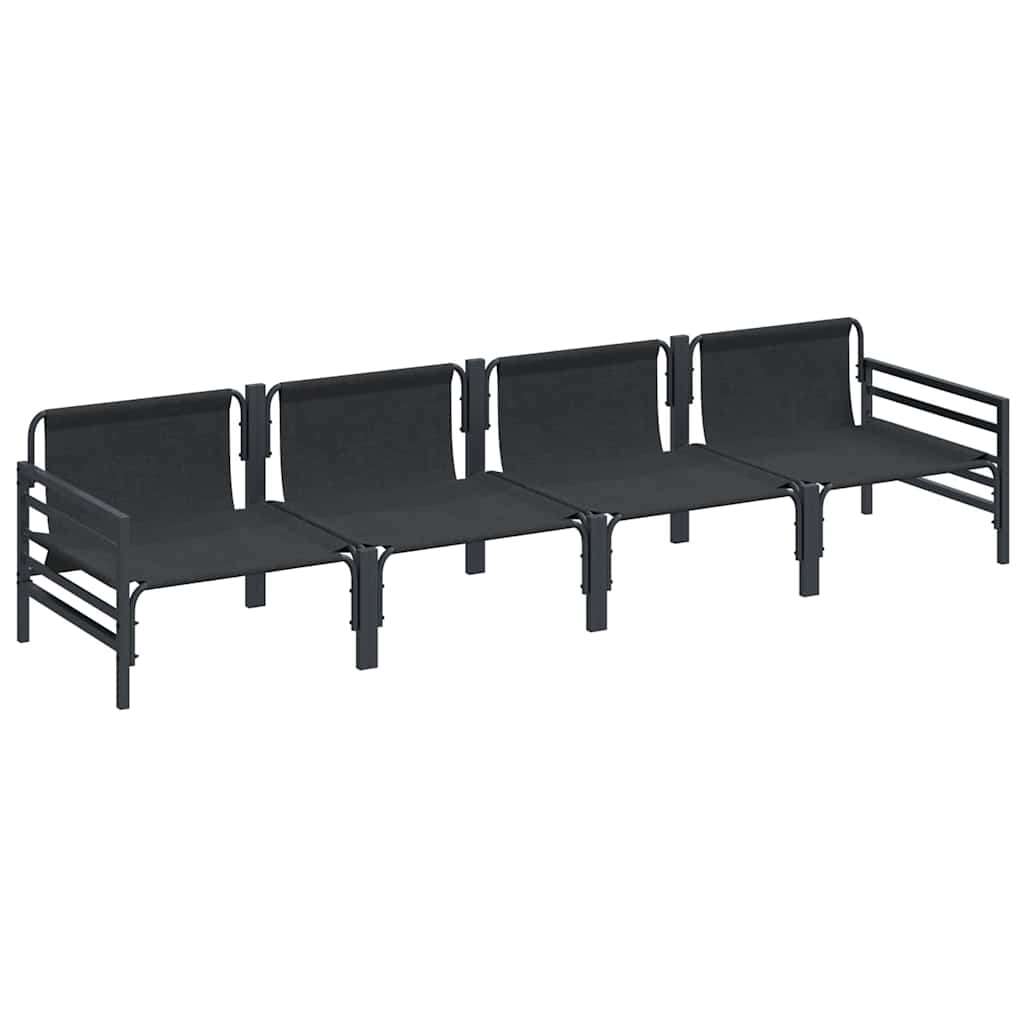 Gartensofa-set mit Kissen 4 pcs Schwarz Stahl