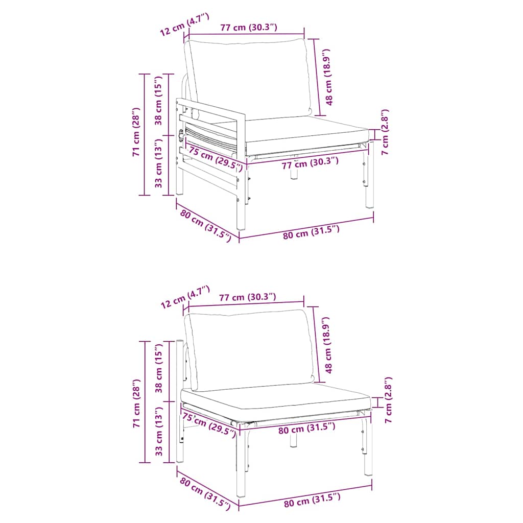Gartensofa-set mit Kissen 4 pcs Schwarz Stahl