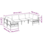 Gartensofa-set mit Kissen 6 pcs Schwarz Stahl