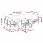 Gartensofa-set mit Kissen 7 pcs Schwarz Stahl