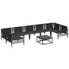Gartensofa-set mit Kissen 8 pcs Schwarz Stahl