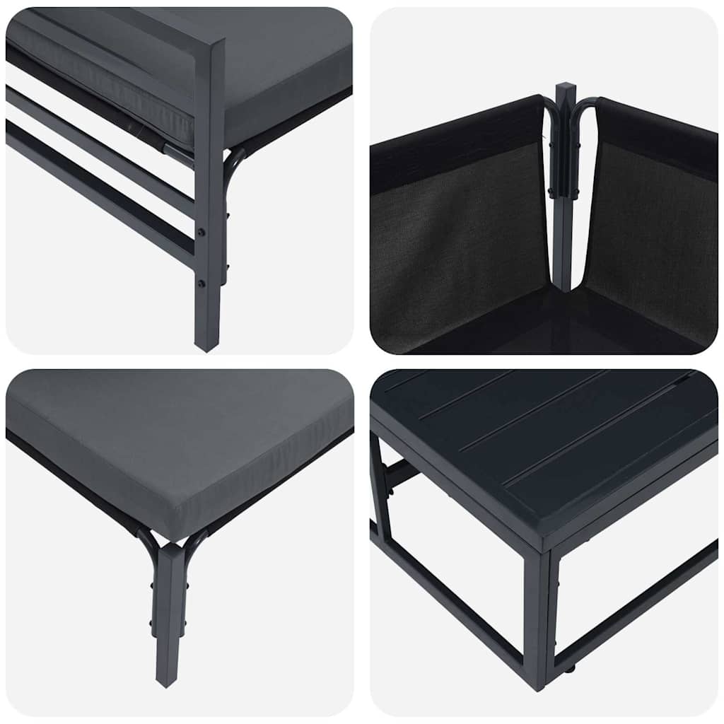 Gartensofa-set mit Kissen 9 pcs Schwarz Stahl