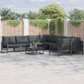 Gartensofa-set mit Kissen 9 pcs Schwarz Stahl