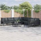 Gartensofa-set mit Kissen 9 pcs Schwarz Stahl