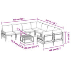 Gartensofa-set mit Kissen 9 pcs Schwarz Stahl