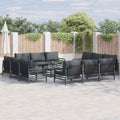 Gartensofa-set mit Kissen 13 pcs Schwarz Stahl