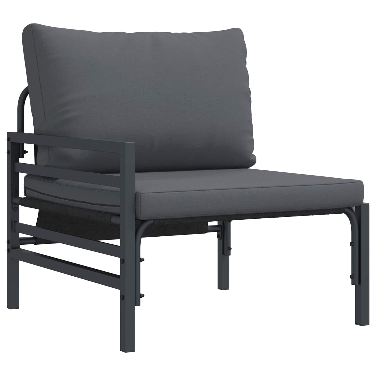 Gartensofa-set mit Kissen 5 pcs Schwarz Stahl