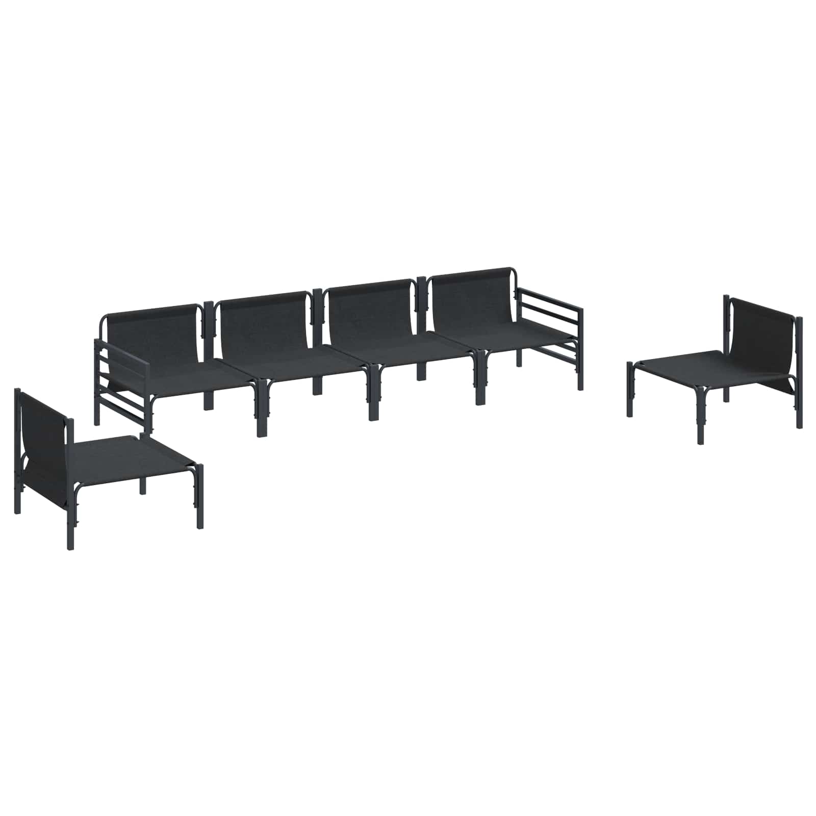 Gartensofa-set mit Kissen 6 pcs Schwarz Stahl