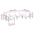 Gartensofa-set mit Kissen 6 pcs Schwarz Stahl