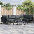 Gartensofa-set mit Kissen 7 pcs Schwarz Stahl
