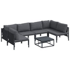 Gartensofa-set mit Kissen 7 pcs Schwarz Stahl