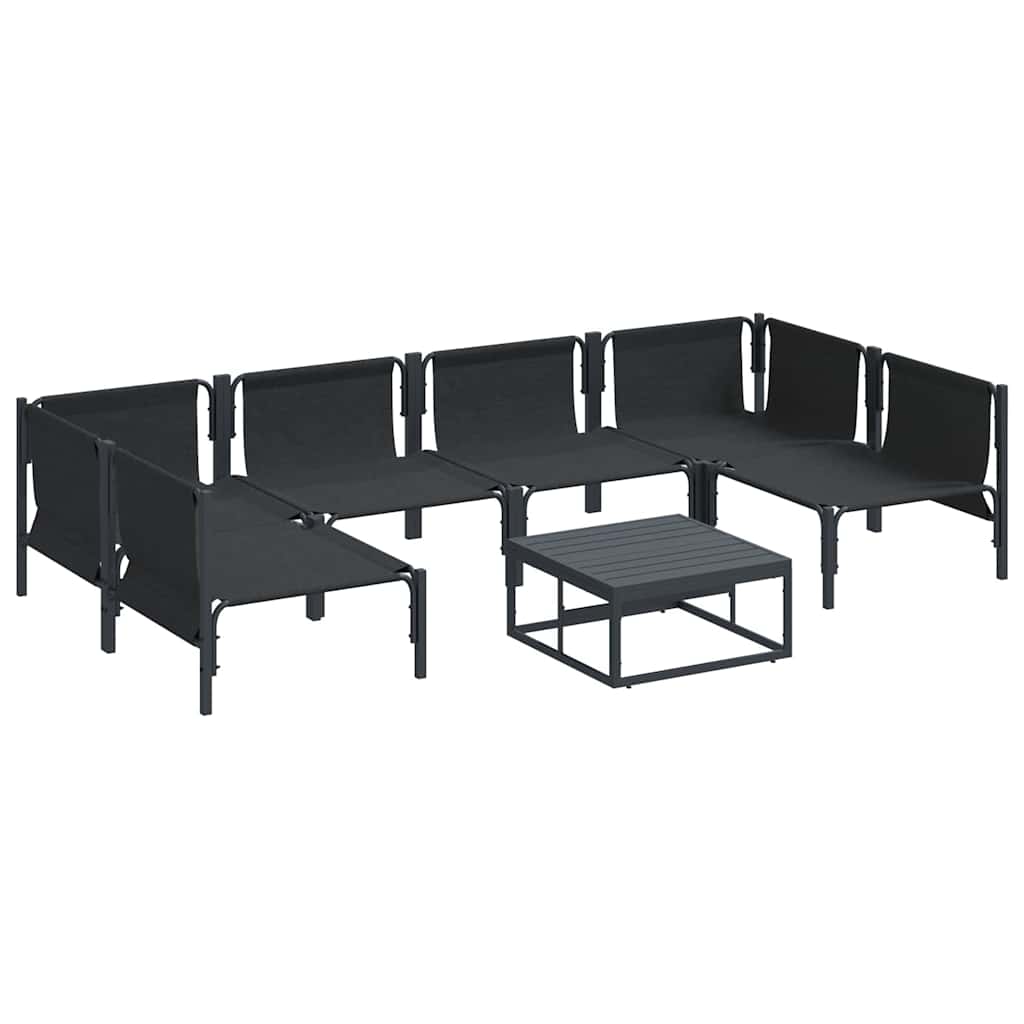 Gartensofa-set mit Kissen 7 pcs Schwarz Stahl