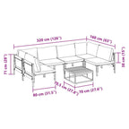 Gartensofa-set mit Kissen 7 pcs Schwarz Stahl