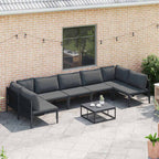 Gartensofa-set mit Kissen 7 pcs Schwarz Stahl