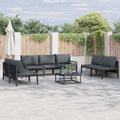 Gartensofa-set mit Kissen 8 pcs Schwarz Stahl