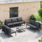Gartensofa-set mit Kissen 8 pcs Schwarz Stahl