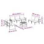Gartensofa-set mit Kissen 8 pcs Schwarz Stahl