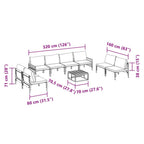Gartensofa-set mit Kissen 9 pcs Schwarz Stahl