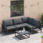 Gartensofa-set mit Kissen 4 pcs Schwarz Stahl