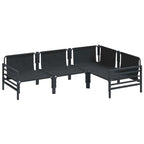 Gartensofa-set mit Kissen 4 pcs Schwarz Stahl