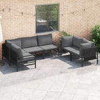 Gartensofa-set mit Kissen 6 pcs Schwarz Stahl