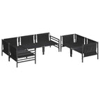Gartensofa-set mit Kissen 6 pcs Schwarz Stahl