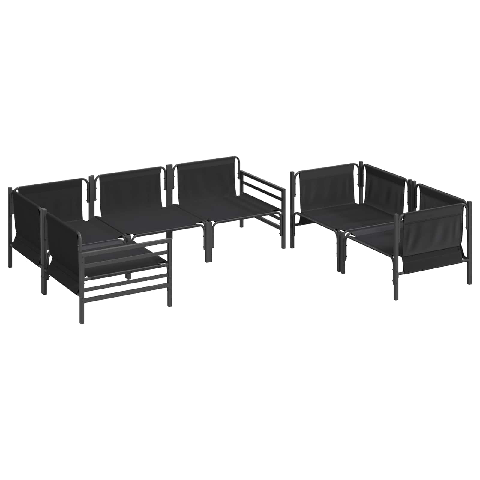 Gartensofa-set mit Kissen 6 pcs Schwarz Stahl