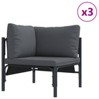 Gartensofa-set mit Kissen 6 pcs Schwarz Stahl