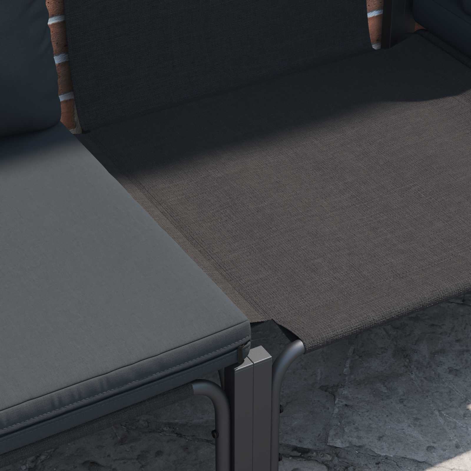 Gartensofa-set mit Kissen 5 pcs Schwarz Stahl