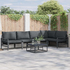 Gartensofa-set mit Kissen 5 pcs Schwarz Stahl