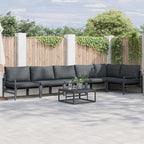 Gartensofa-set mit Kissen 7 pcs Schwarz Stahl
