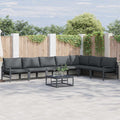 Gartensofa-set mit Kissen 7 pcs Schwarz Stahl