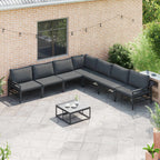 Gartensofa-set mit Kissen 7 pcs Schwarz Stahl