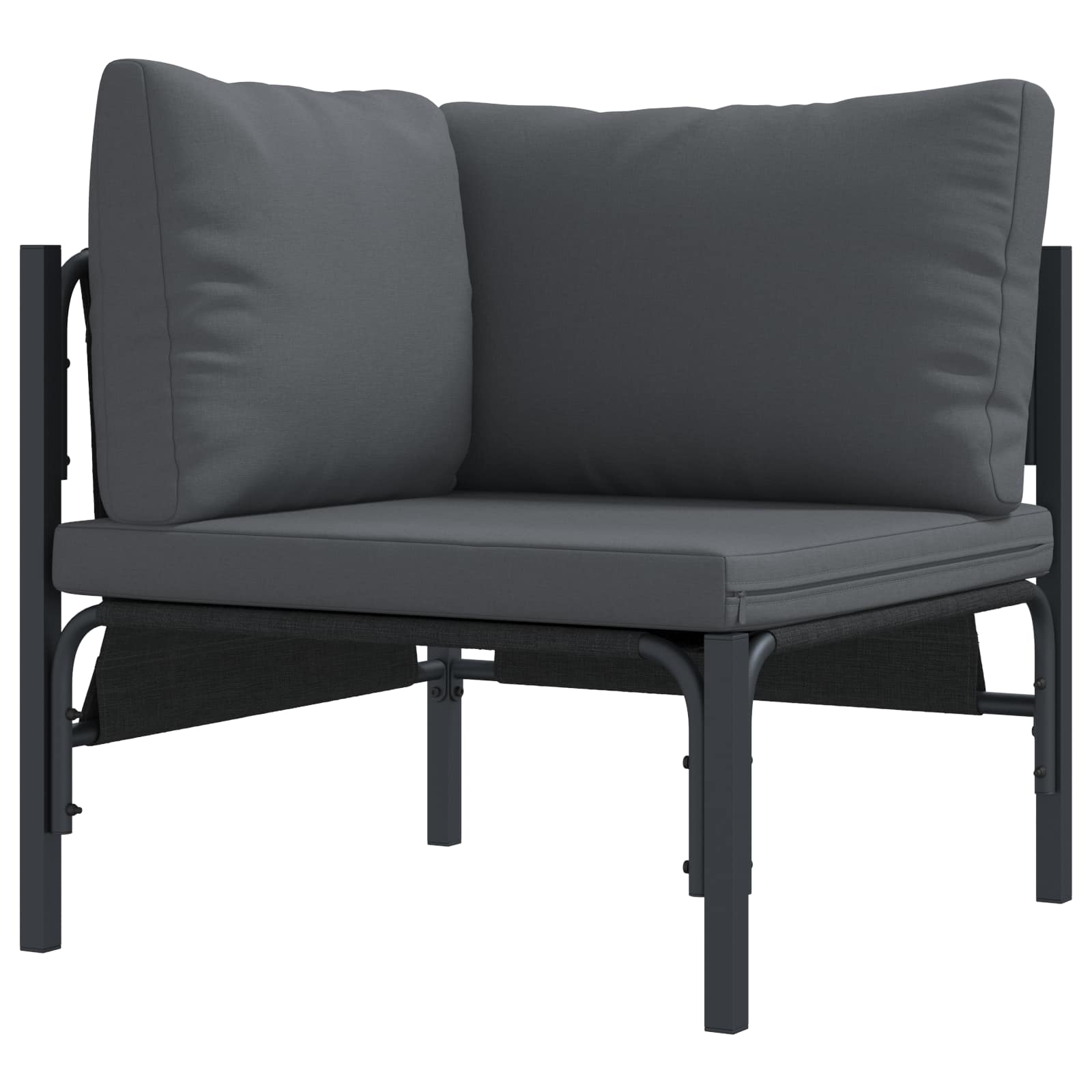 Gartensofa-set mit Kissen 7 pcs Schwarz Stahl