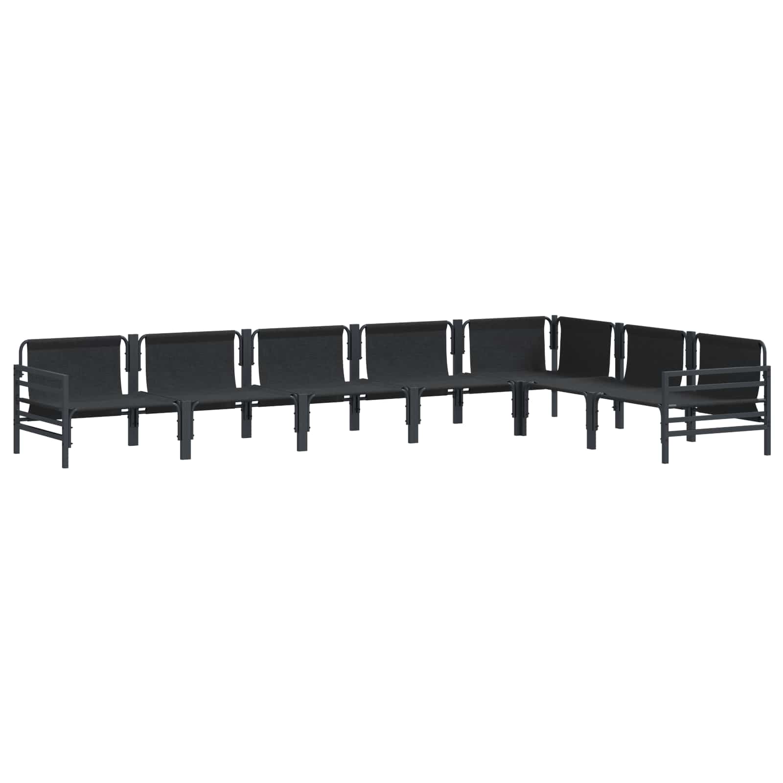 Gartensofa-set mit Kissen 7 pcs Schwarz Stahl