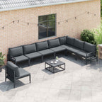 Gartensofa-set mit Kissen 9 pcs Schwarz Stahl