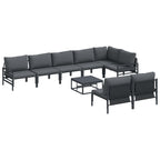 Gartensofa-set mit Kissen 9 pcs Schwarz Stahl