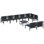 Gartensofa-set mit Kissen 9 pcs Schwarz Stahl