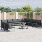 Gartensofa-set mit Kissen 11 pcs Schwarz Stahl