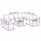 Gartensofa-set mit Kissen 11 pcs Schwarz Stahl