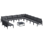 Gartensofa-set mit Kissen 12 pcs Schwarz Stahl
