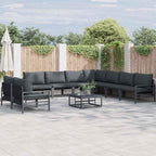 Gartensofa-set mit Kissen 10 pcs Schwarz Stahl
