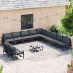 Gartensofa-set mit Kissen 11 pcs Schwarz Stahl